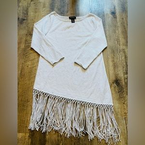 White House Black Market 3/4 sleeve glitter oatmeal Top